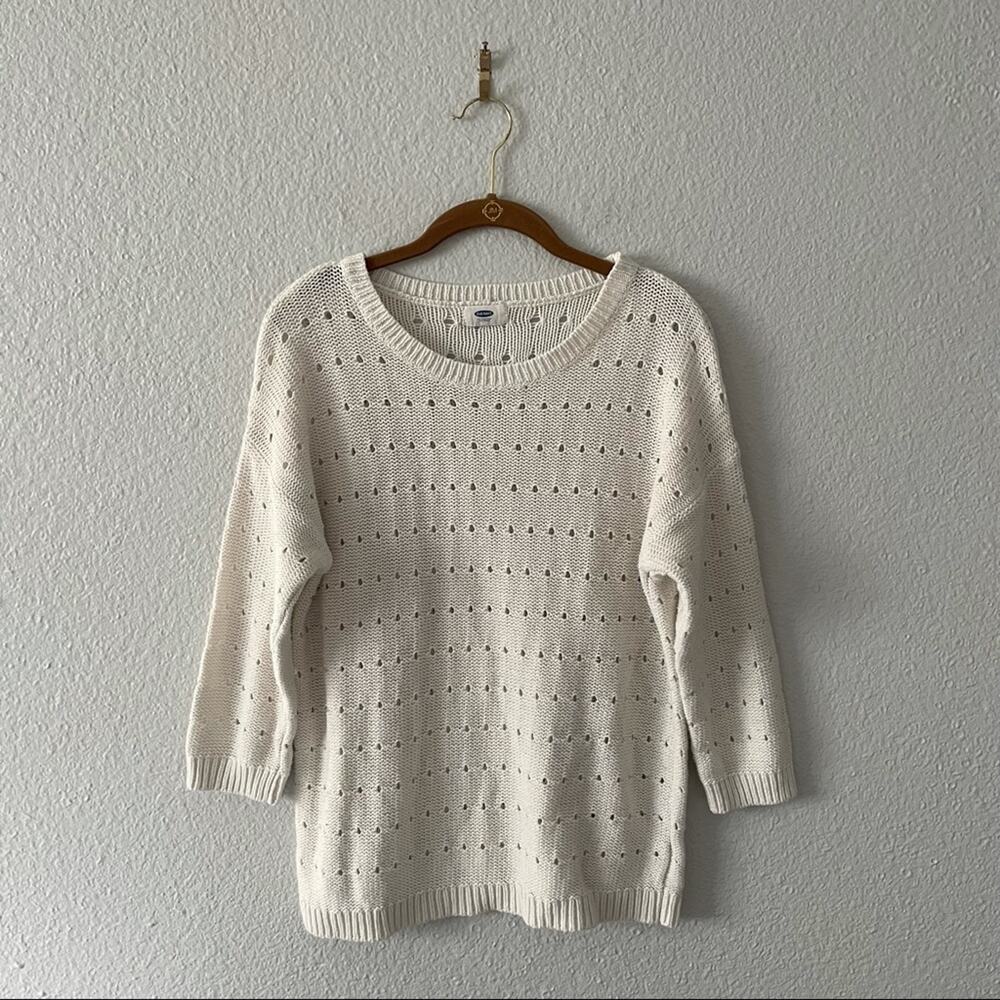 Old Navy White Cream Open Knit Sweater - Picture 2 of 5
